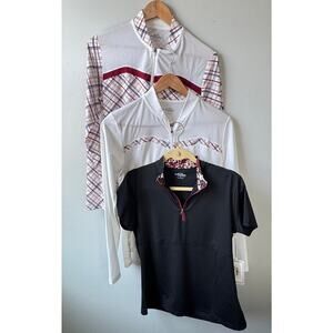 Lady Pin Seeker Bundle Set of 3 Women Medium Golf Shirts Tops White Argyle Black